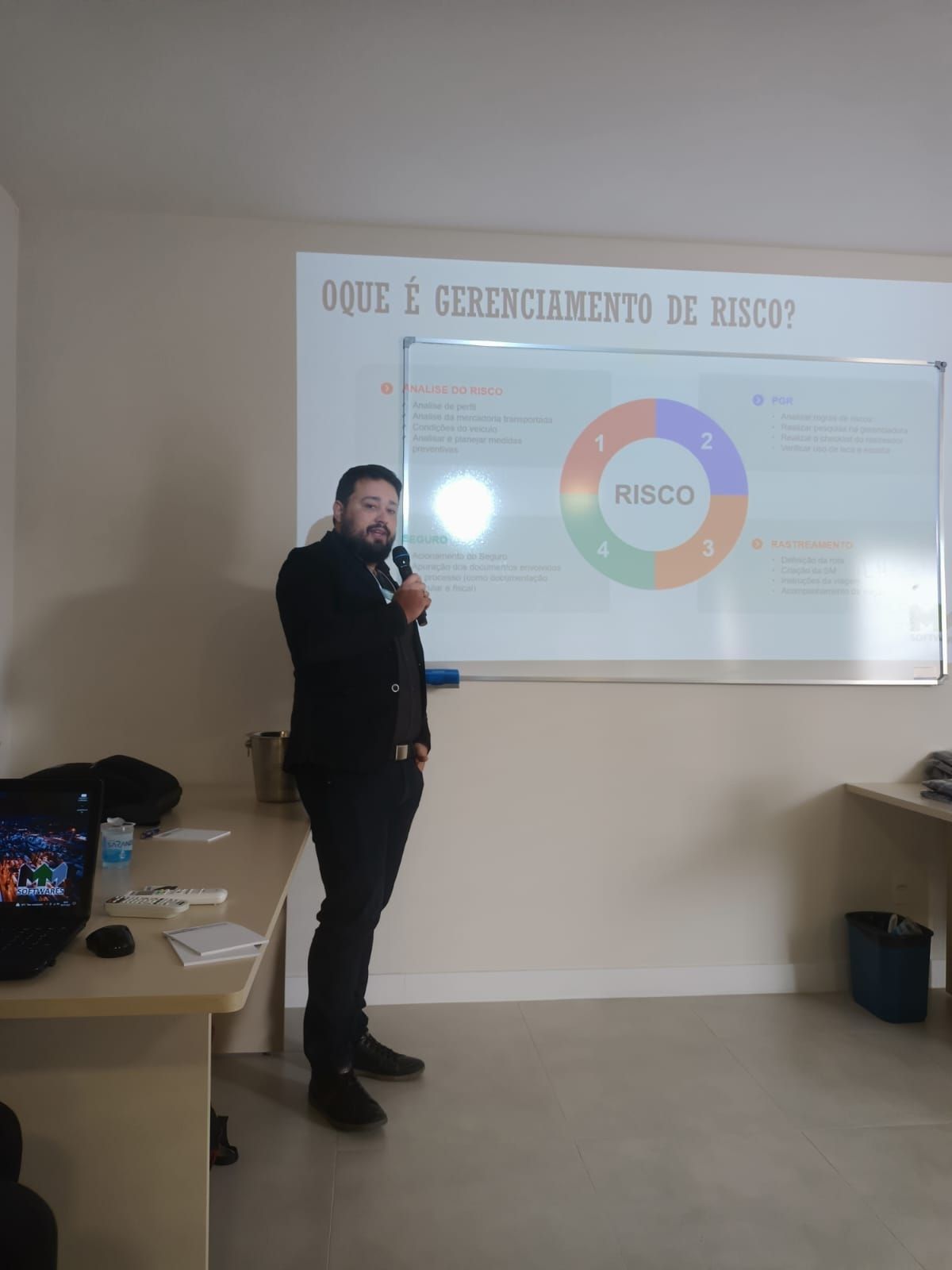 Apresentação sobre gerenciamento de risco durante o workshop de 2022